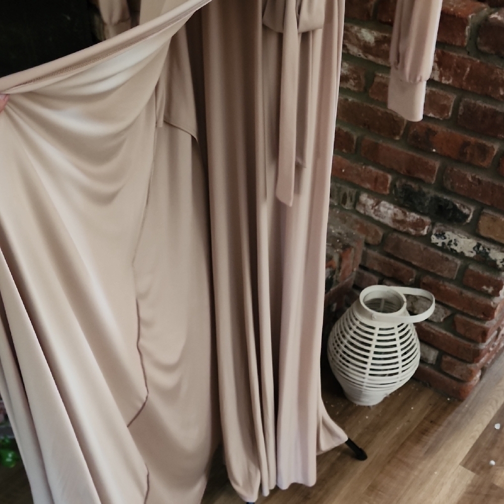 Naked Wardrobe Beige Long Sleeve Maxi Dress - Picture 4 of 14